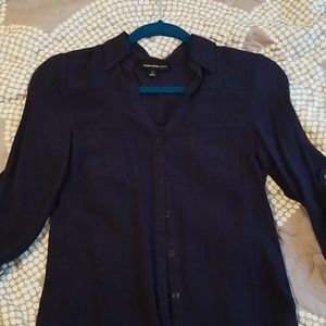 Fortune and Ivey navy button down blouse